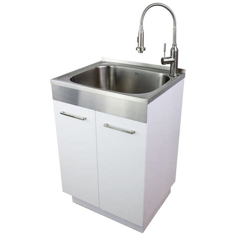 stainless steel laudnry sink in cabinet|small utility sink with cabinet.